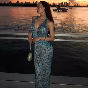 Chic Black Beaded Bandage Party Dress Prom Dress